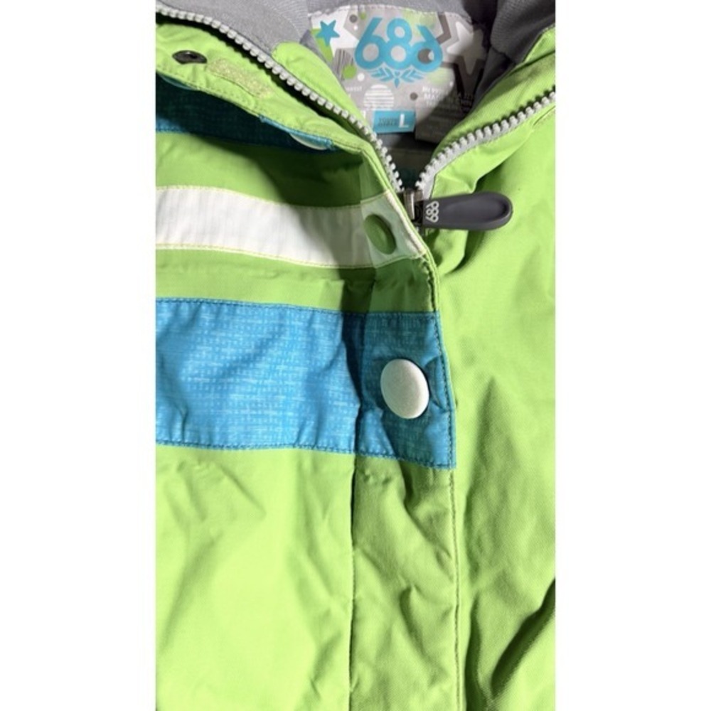 686 Snowsuit Jacket Girls Large‎ Lime Green Waterproof Breathable Attached Hood - Picture 2 of 11